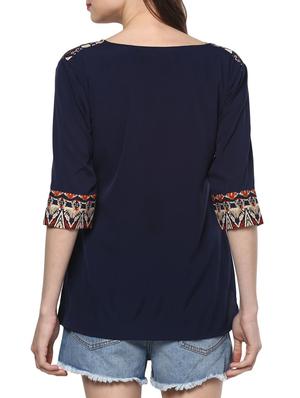 gather detailed printed yoke top - 15515775 - Standard Image - 3