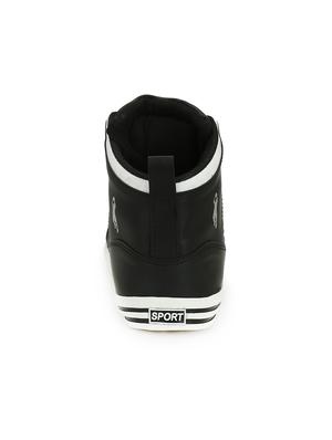 black leatherette lace up sneakers - 15515867 - Standard Image - 3