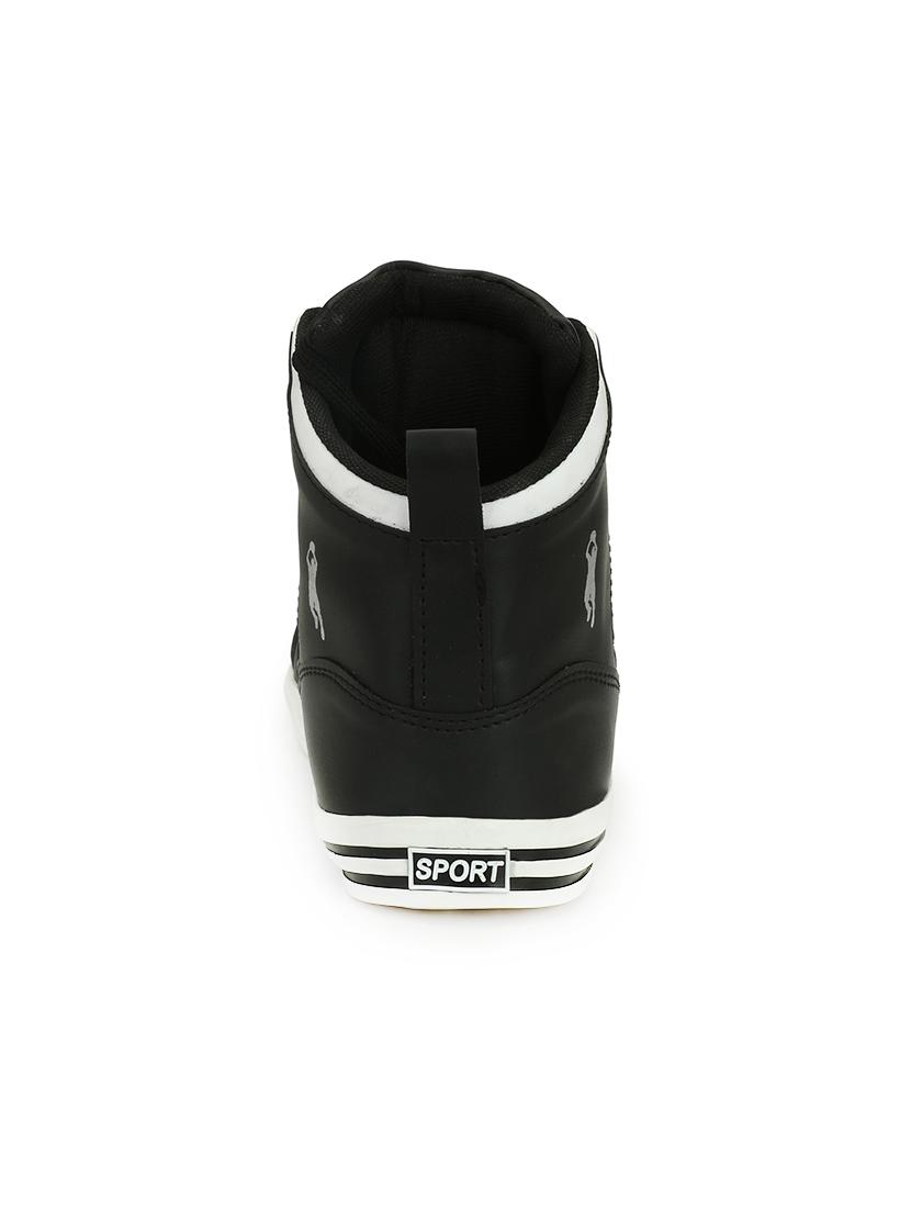 black leatherette lace up sneakers - 15515867 - Zoom Image - 3
