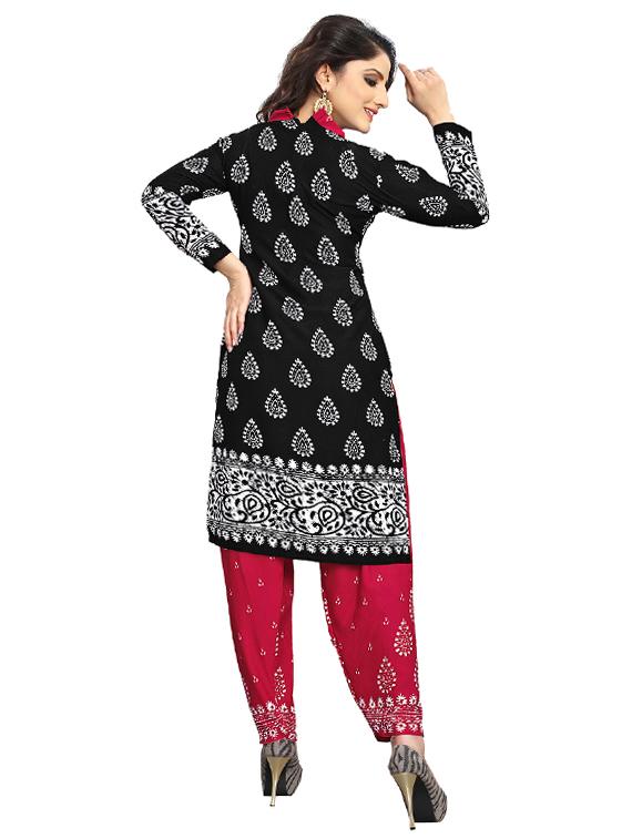 black crepe patiyala suits unstitched suit - 15515919 - Zoom Image - 3