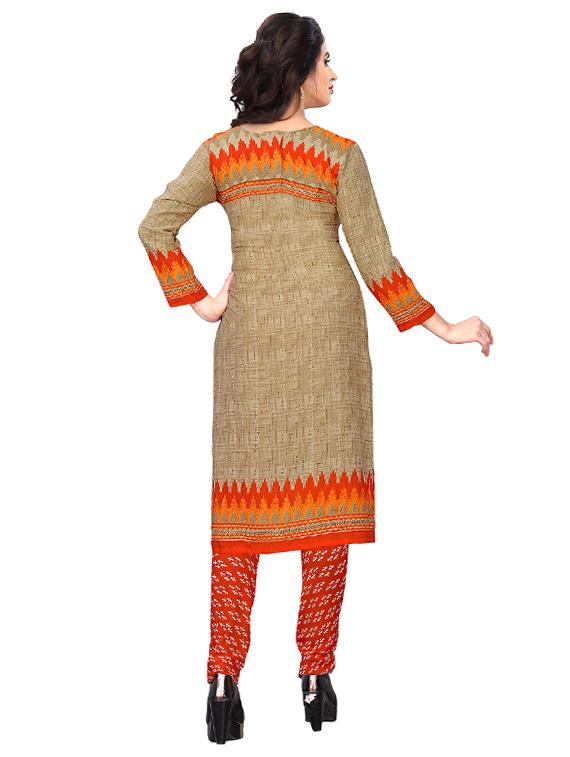 beige crepe churidaar suits unstitched suit - 15515920 - Zoom Image - 3