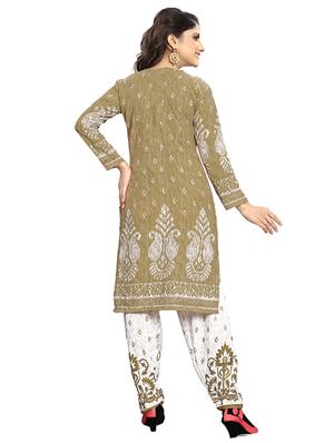 beige crepe patiyala suits unstitched suit - 15515925 - Standard Image - 3