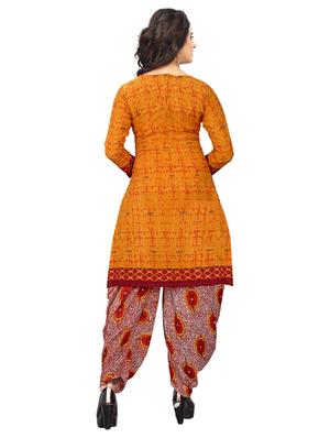 mustard crepe patiyala suits unstitched suit - 15515927 - Standard Image - 3