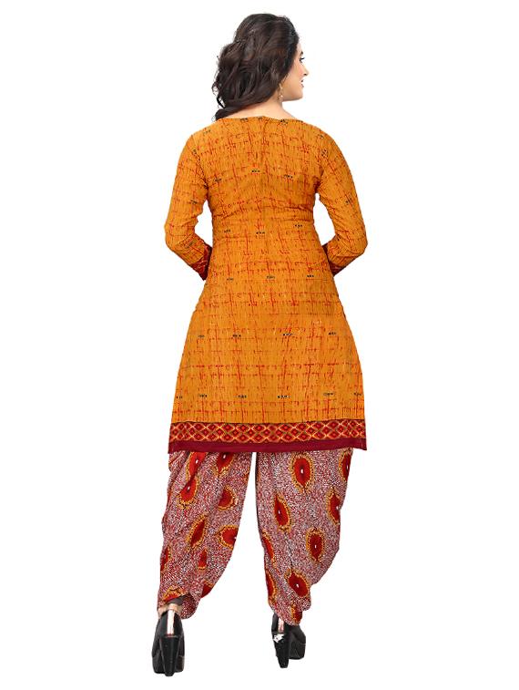 mustard crepe patiyala suits unstitched suit - 15515927 - Zoom Image - 3