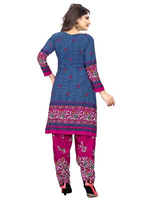 blue crepe patiyala suits unstitched suit - 15515929 - Standard Image - 3