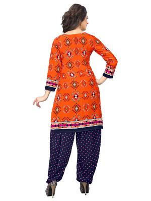 orange crepe patiyala suits unstitched suit - 15515930 - Standard Image - 3