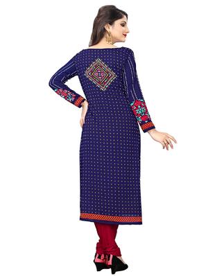 blue crepe churidaar suits unstitched suit - 15515933 - Standard Image - 3