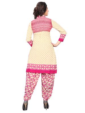 cream crepe patiyala suits unstitched suit - 15515934 - Standard Image - 3