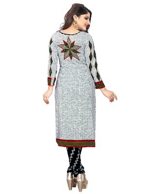 white crepe churidaar suits unstitched suit - 15515937 - Standard Image - 3