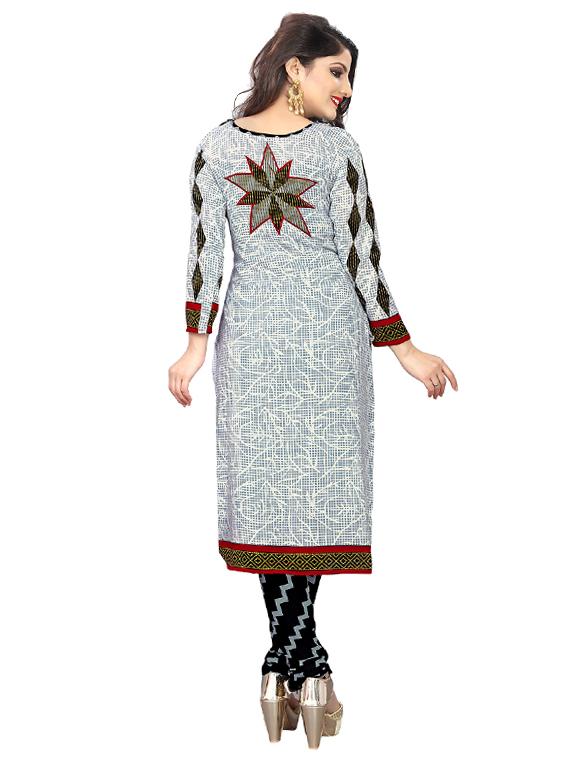 white crepe churidaar suits unstitched suit - 15515937 - Zoom Image - 3