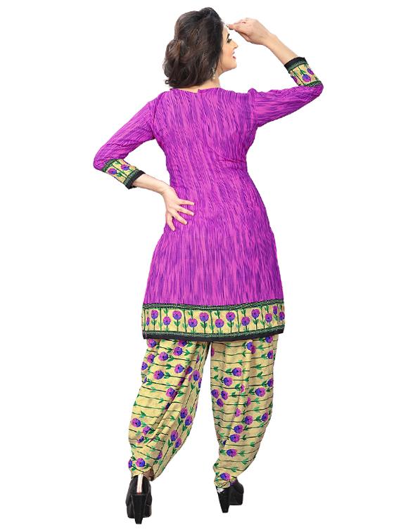 pink crepe patiyala suits unstitched suit - 15515938 - Zoom Image - 3