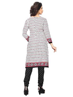 white crepe churidaar suits unstitched suit - 15515941 - Standard Image - 3