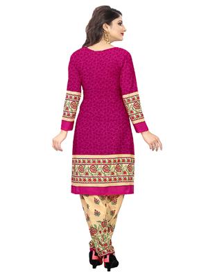 magenta crepe patiyala suits unstitched suit - 15515943 - Standard Image - 3
