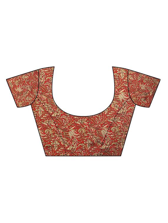 kalamkari printed border saree with blouse - 15517284 - Zoom Image - 3