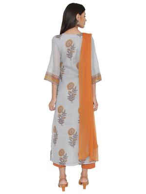 hand block printed unstitched churidaar suit - 15517292 - Standard Image - 3