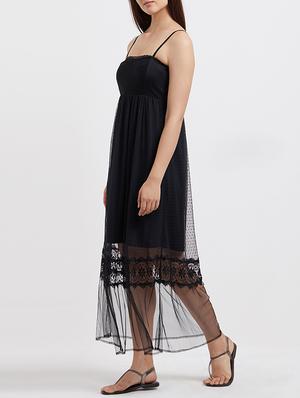 spaghetti straps mesh overlay dress - 15517404 - Standard Image - 3