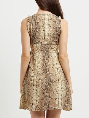 v-neck button detailed printed dress - 15517405 - Standard Image - 3