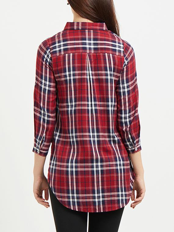 u-shaped hem checkered tunic - 15517408 - Zoom Image - 3
