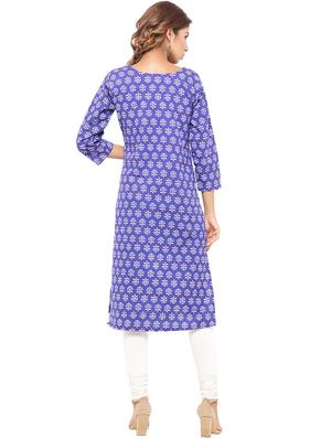 Placket patch printed straight kurta - 15517415 - Standard Image - 3