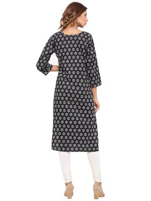 Placket patch printed straight kurta - 15517416 - Standard Image - 3