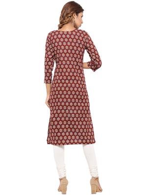Placket patch printed straight kurta - 15517417 - Standard Image - 3