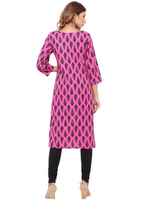 Placket patch printed straight kurta - 15517419 - Standard Image - 3