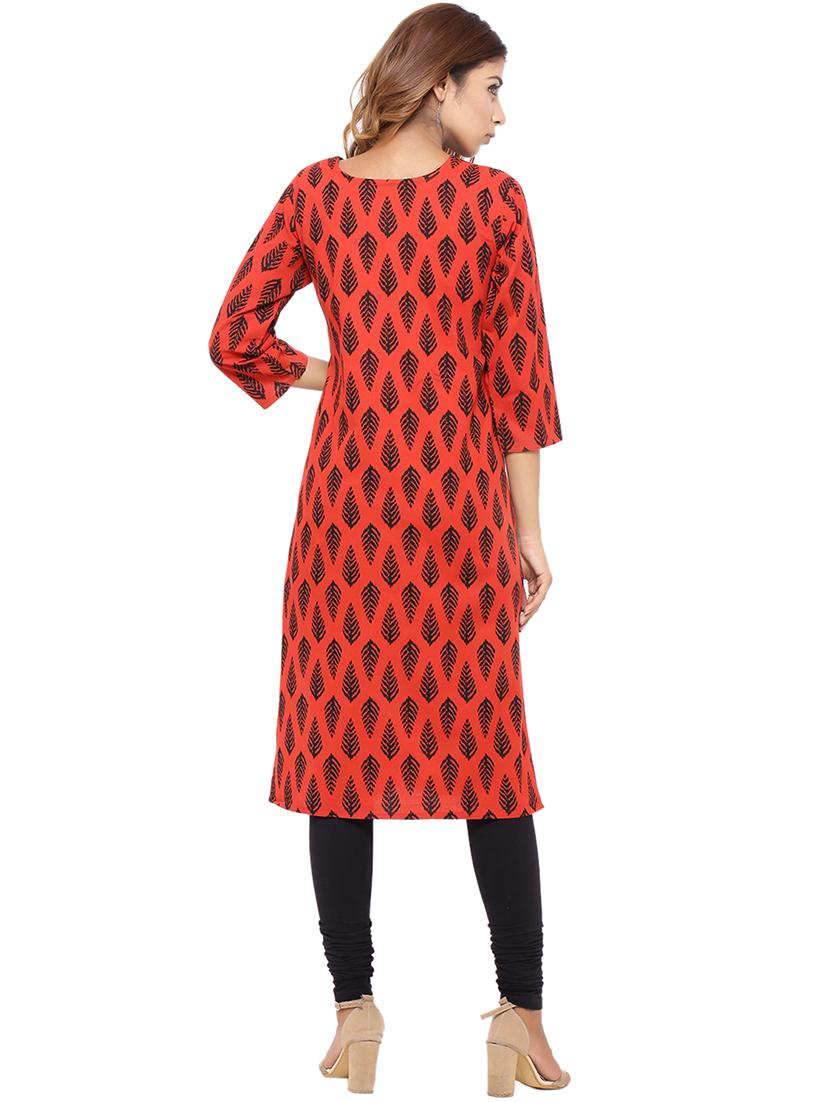 Placket patch printed straight kurta - 15517420 - Zoom Image - 3