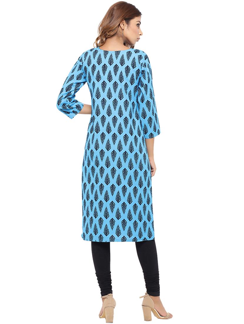 Placket patch printed straight kurta - 15517421 - Zoom Image - 3