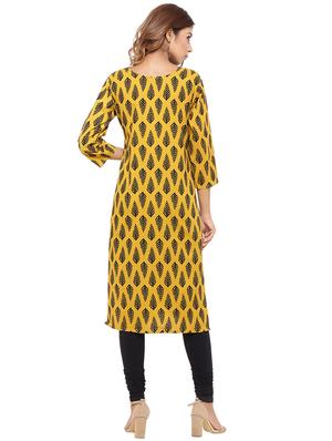 Placket patch printed straight kurta - 15517422 - Standard Image - 3
