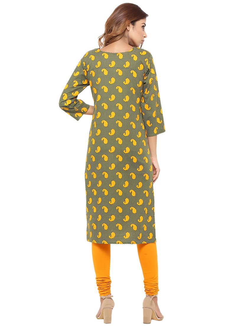 Placket patch printed straight kurta - 15517423 - Zoom Image - 3