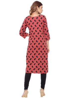Placket patch printed straight kurta - 15517424 - Standard Image - 3