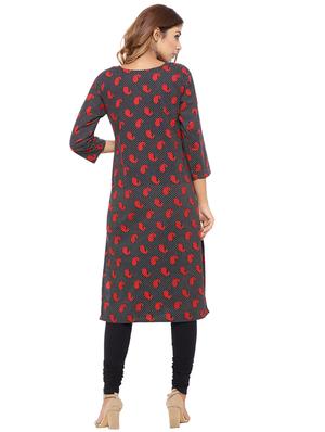 Placket patch printed straight kurta - 15517425 - Standard Image - 3