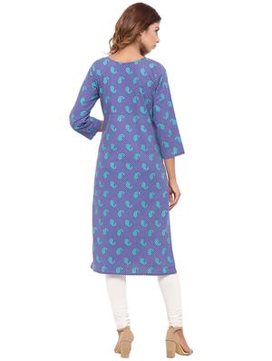 Placket patch printed straight kurta - 15517426 - Standard Image - 3