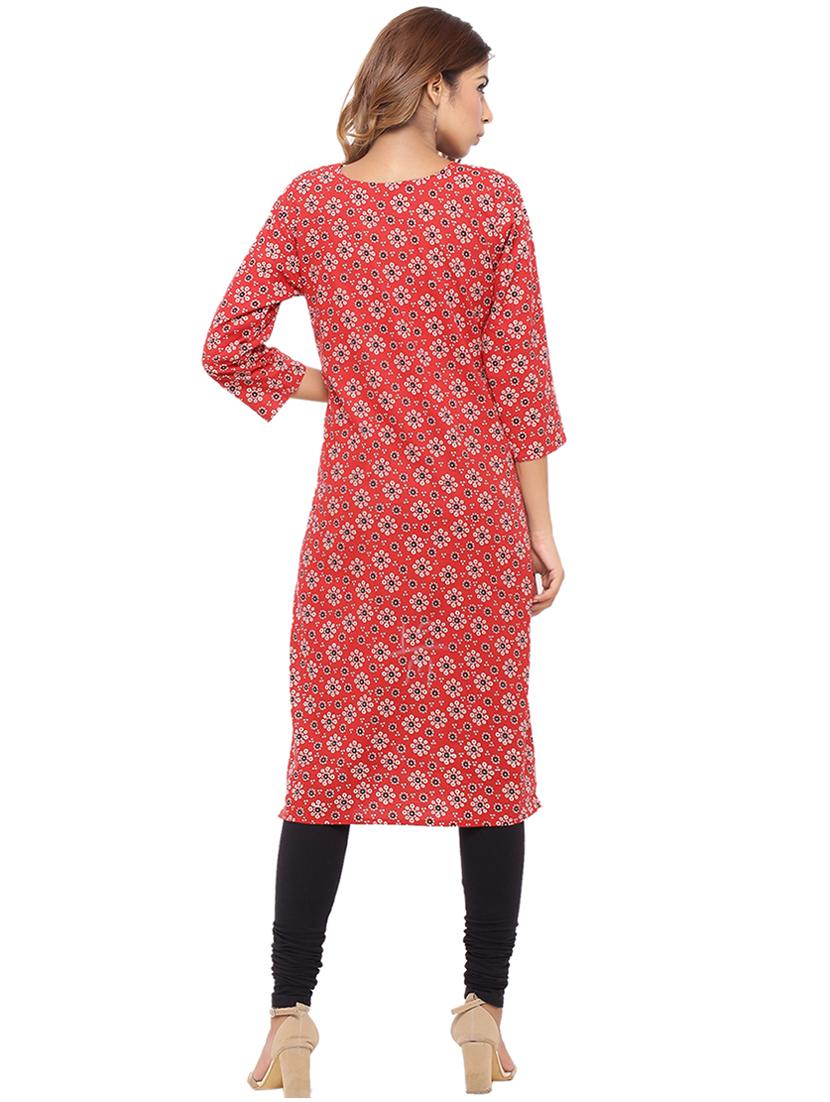 Placket patch printed straight kurta - 15517427 - Zoom Image - 3