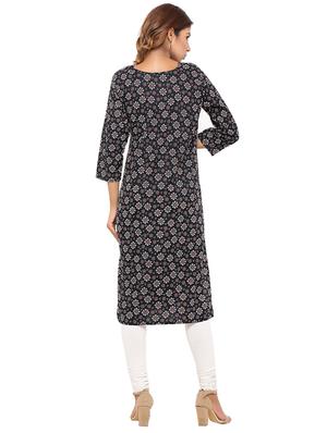 Placket patch printed straight kurta - 15517429 - Standard Image - 3