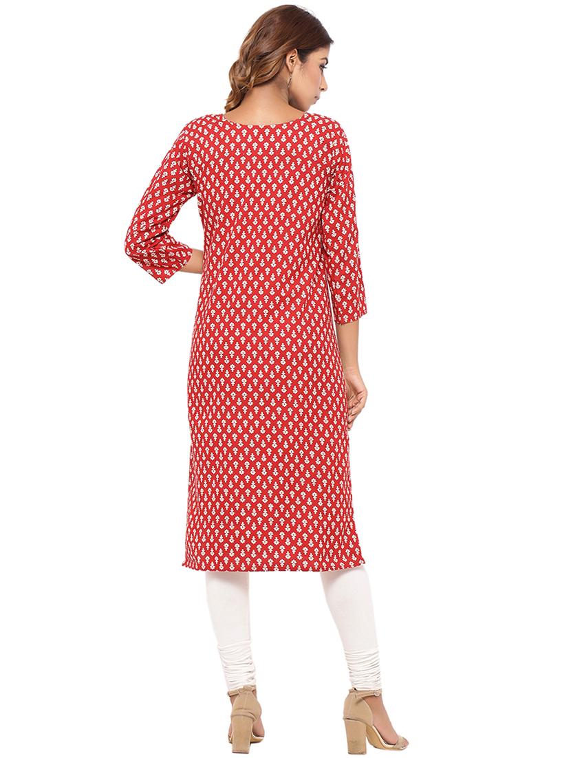 Placket patch printed straight kurta - 15517431 - Zoom Image - 3