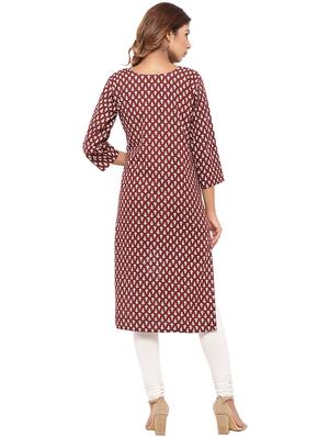 Placket patch printed straight kurta - 15517432 - Standard Image - 3
