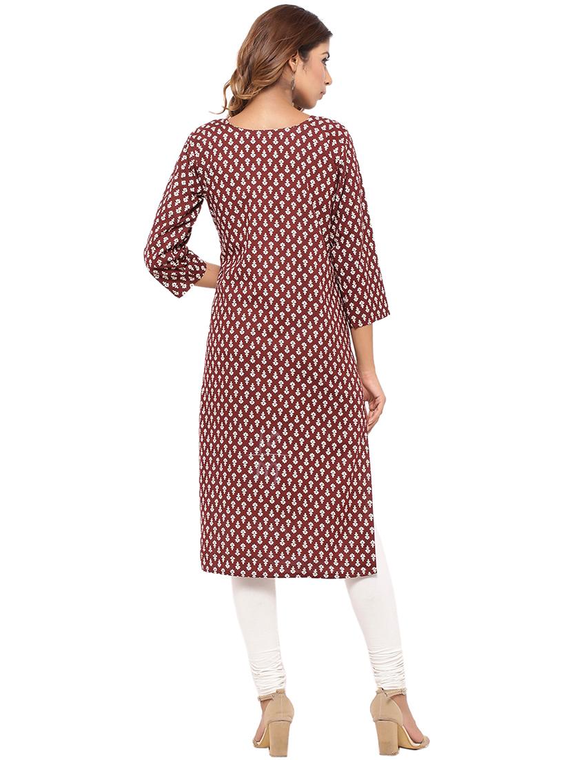 Placket patch printed straight kurta - 15517432 - Zoom Image - 3