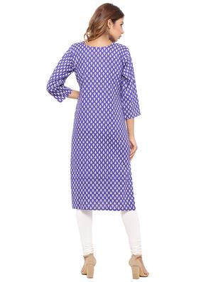 Placket patch printed straight kurta - 15517434 - Standard Image - 3