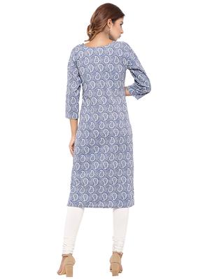 Placket patch printed straight kurta - 15517435 - Standard Image - 3