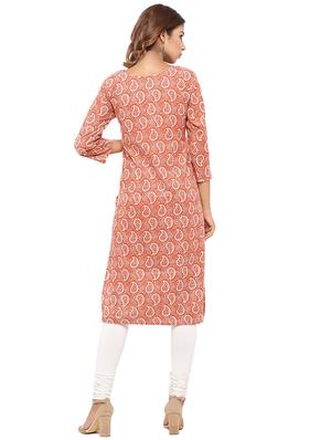 Placket patch printed straight kurta - 15517436 - Standard Image - 3