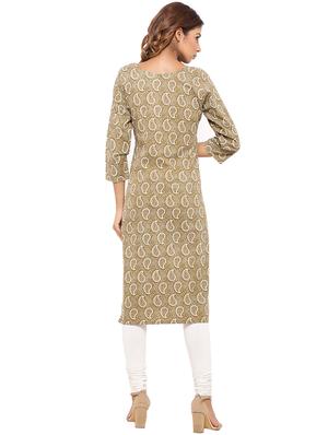 Placket patch printed straight kurta - 15517437 - Standard Image - 3