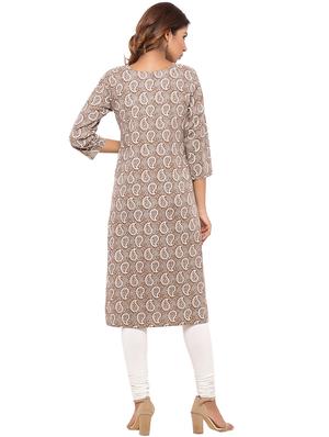 Placket patch printed straight kurta - 15517438 - Standard Image - 3