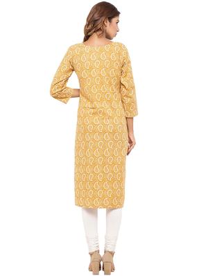 Placket patch printed straight kurta - 15517439 - Standard Image - 3