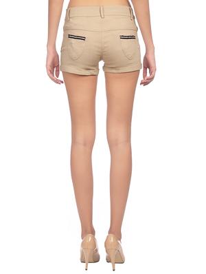 mid waist solid shorts - 15517443 - Standard Image - 3