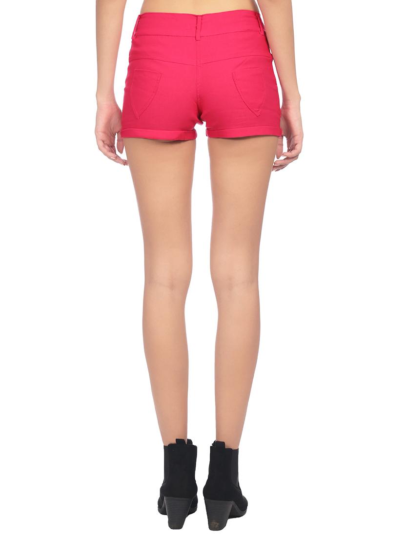 mid waist solid shorts - 15517444 - Zoom Image - 3