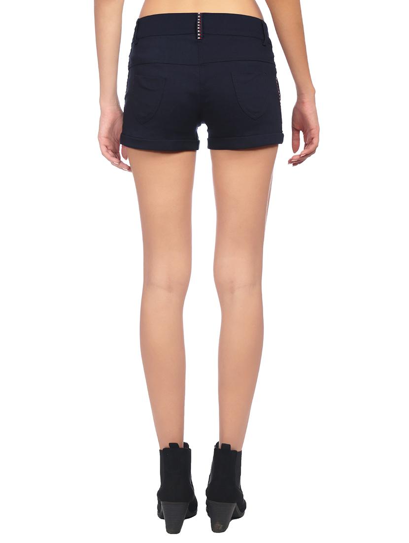 mid waist solid shorts - 15517445 - Zoom Image - 3