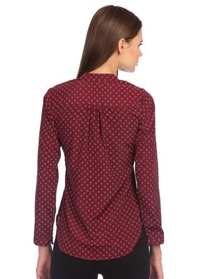 mandarin neck curved hem shirt - 15517629 - Standard Image - 3
