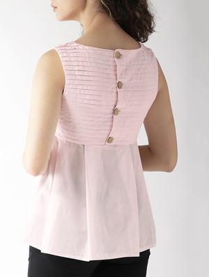 pastel back button pleated peplum top - 15517669 - Standard Image - 3