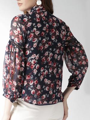 lace insert floral shirt - 15517673 - Standard Image - 3